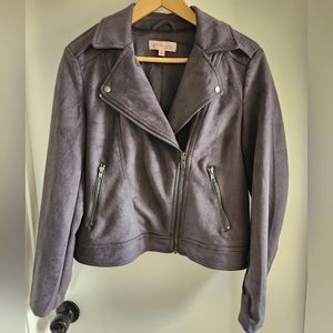 Gray Philosophy Faux Suede Moto Jacket Size M